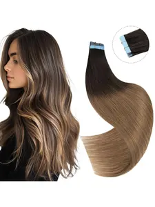 【TIMIA｜Mothers Day Gift】Tape in Hair Extensions Straight Natural gradient brown Balayage Ombre Soft Human Hair Extensions 20 Inches 25g/10pcs T2/5# T3-9.1#