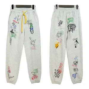 High Street Comics Cartoon Graffiti Hand Painted Loose Men's and Women's Casual Trousers Thin Sweatpants