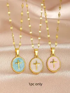 Simple Versatile Cross Pendant Necklace for Women & Girls, Fashion Chain Jewelry for Daily Wear, Street Style, Party, Festival & Gift, Minimalist Chain Necklace