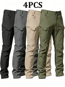 HOMUG 4pcs Men's Lightweight Cargo Pants – Sturdy and durable, featuring large-capacity zippered pockets and straight-cut hems. Available in multiple colors, they are ideal for spring and autumn wear.