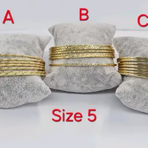 7 pcs Gold Filled Bangle Bracelet Size 5 for Women 2mm