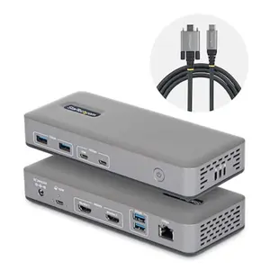 Startech 196N-USBC-DOCK Dual-Monitor USB-C Docking Station - HDMI - 4K 60Hz - 100W Laptop Charging - 1GbE - Driverless - Multi-Monitor Dock for Windows, Space Gray
