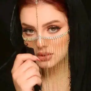 New Makeup Party Tassel Mask Fashion Stage Performance Rhinestone Face Mask Headwear Mask