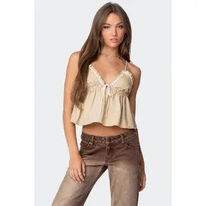 Claire Linen Look Babydoll Top