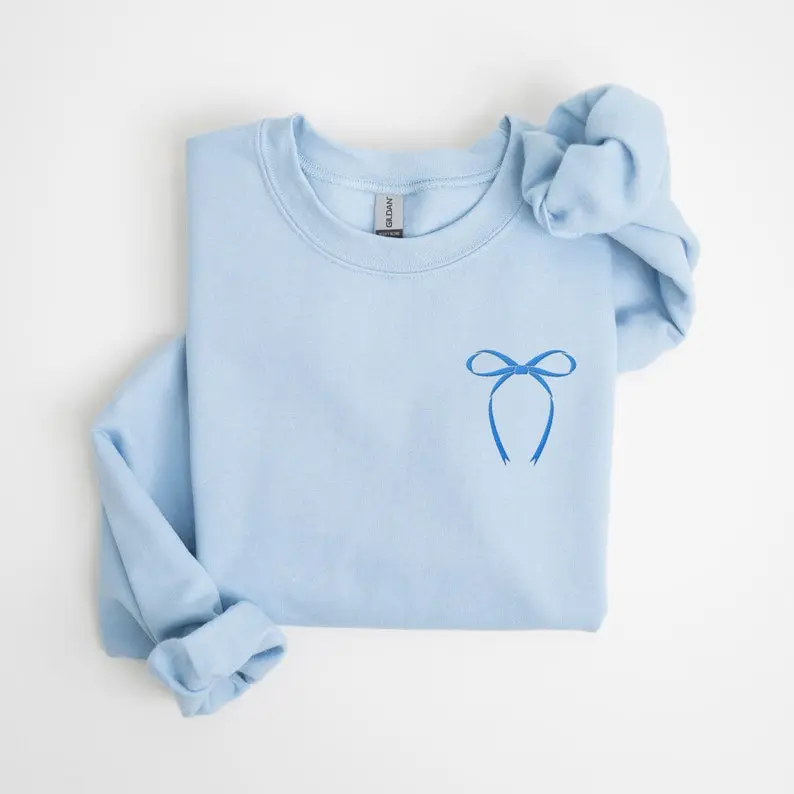 Left pocket Sweatshirt Cute Bow crewneck, coquette sweatshirt for women, Gifts for her