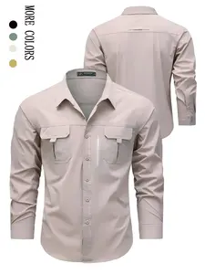 Lightweight Long Sleeve Shirt for All Seasons, Outdoor Multi-Pocket Tops for Fishing Hiking Cycling, Stretchy and Comfortable Fit