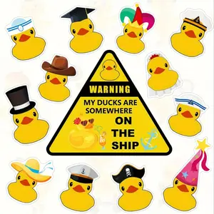 13pcs Duck Cruise Themed Magnetic Door Decor Set - Refrigerator Decorating Magnets Reusable Rubber Duck Stickers for Fridge, Car & Kitchen Refrigerator Magnet