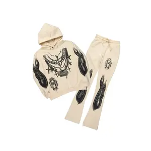 Nyro Beige Hoodie/Stacked Pant Track Set