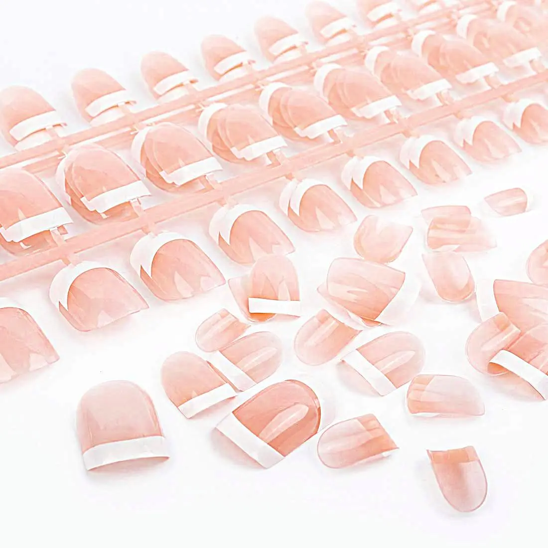 120PCS Natural French Fake Nails Kit, Acrylic Short Press on Nails with Nail Tips, Files, Stickers & Stick, 12 Sizes False Nails Set for DIY Nail Art