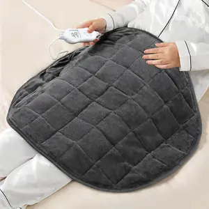 5lbs Weighted Heating Pad, Small Electric Heated Weighted Blanket with 6 Heat Settings, Timer & Auto Shut-Off, Relief for Period Cramps, Back Pain, Lap, Machine Washable, 29x24 inch, Grey