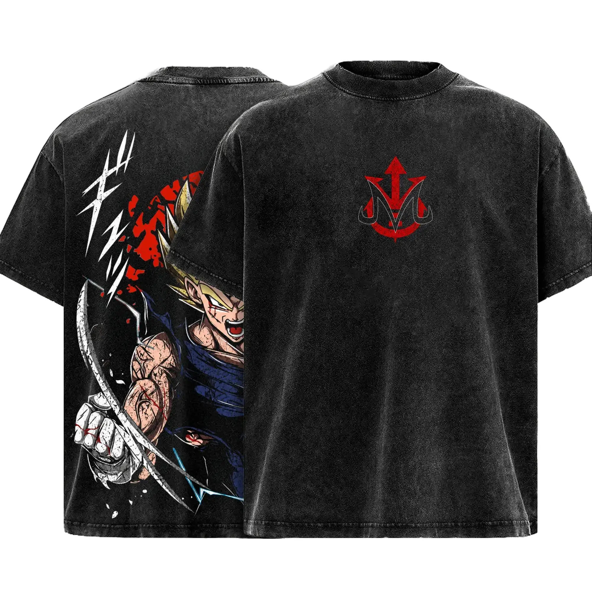 Majin Saiyan Prince - DBZ Vintage Washed Shirt Anime DBZ Oversized Streetwear Graphic Tee Gift for DBZ Fans
