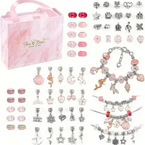 DIY Jewelry Making Kit, 63pcs Unicorn & Mermaid Beaded Charm Bracelets Kit, Girls Jewelry Kit, Beads for Jewelry Making DIY Craft Kits, Birthday Gift for Girls, Back to School, Thanksgiving Christmas Gift Set