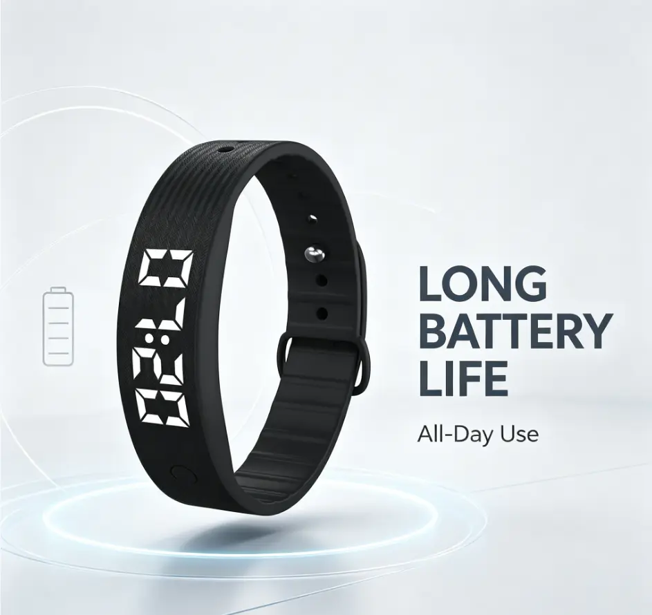 Wearable Compact LED Digital Alarm Wristband Watch - Waterproof Adjustable Fitness Bracelet with Vibration Alarm, Running Pedometer, Portable Tracker for Sports, Daily Use, Clock