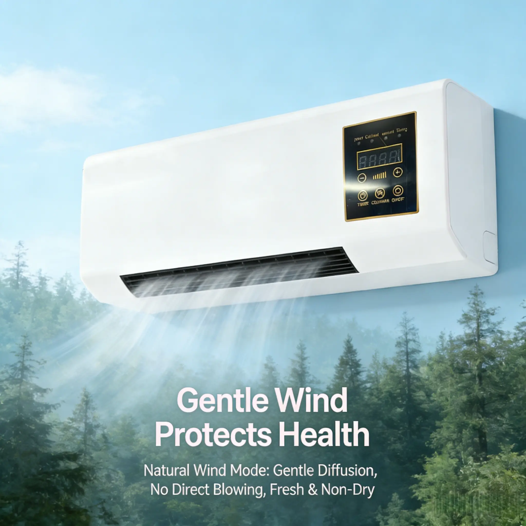 wall mounted air conditioner、portable wall AC、cooling & heating dual mode、gentle natural wind、no direct blowing、quiet air cooler heater、bedroom home use、1400W air conditioner