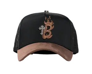 EL BARBAS HATS B-CROSS BLACK SNAPBACK HAT BARBCROSS BKBRWN