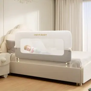 ONEYA BABY Bed Rail For Toddlers 59 Inch Swing Down Toddler Bed Rails With Wider U-Shape Base Breathable Baby Bed Rail Guard For King Queen Full Twin Beds
