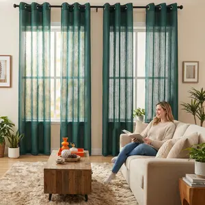 4 panel 34x84 inches 540D Mesh Straight Stripe Curtains with Top Loops, Soft Light-Transmitting, Suitable for Bedrooms, Living Rooms, FT6662,summervibes