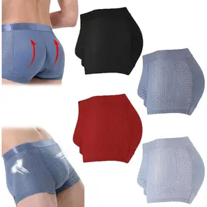 Nylon Ice Silk Breathable Men's Underwear, Men Seamless Hip Lifter Shape Panties Nylon Padded Boxer
