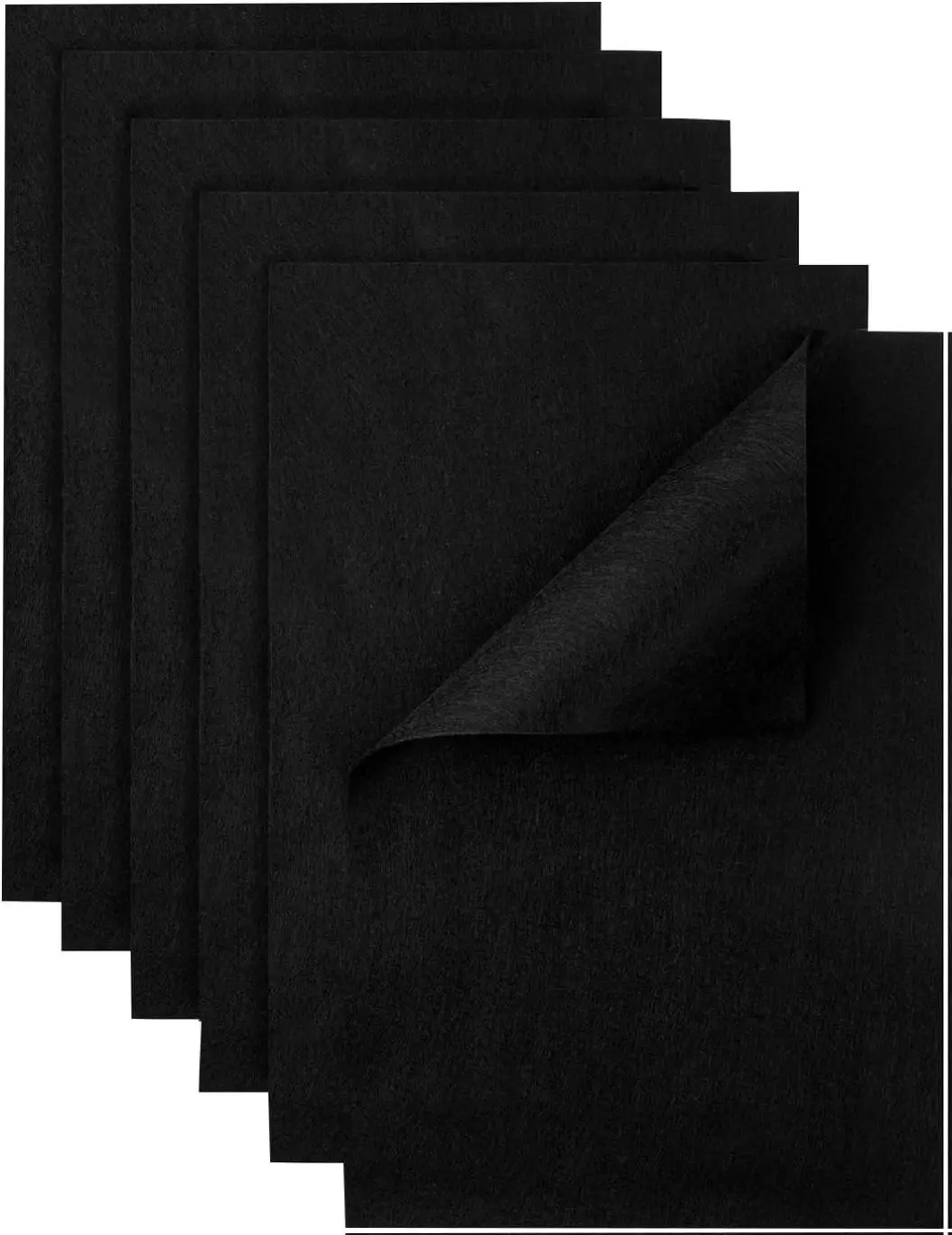 Black Felt Fabric Sheets - 6PCS Felt Squares - 8x12 Soft Felt Squares, 1.5mm for Sewing, Patchwork, Decoration, Embroidering, Book, DIY Craft