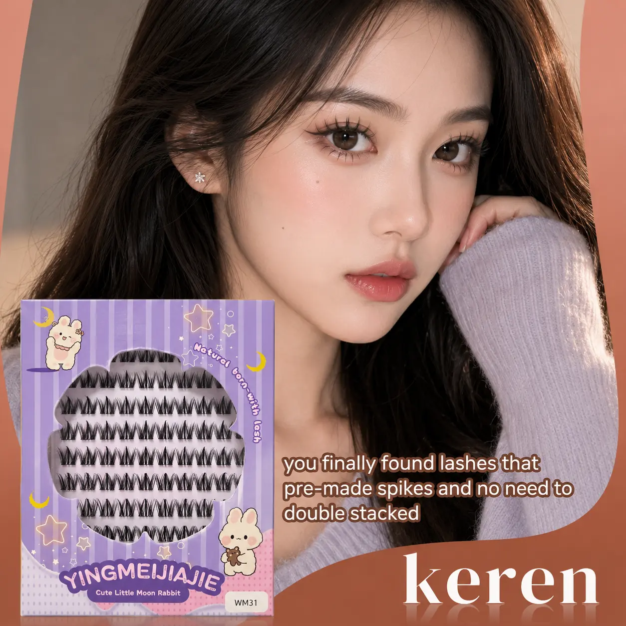 Wispy Doll Eye Lash Clusters, Natural Reusable DIY False Eyelashes, Soft Lightweight D-Curl Set with Makeup Tweezer for Beginner Girls, At-Home Application, Lash Cluster