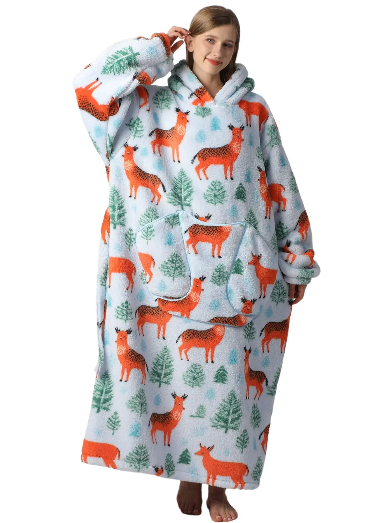 Women's Oversized Hoodie Blanket, Wearable Hooded Sweatshirt Pullover, Super Soft Warm Cozy Design with Large Pocket