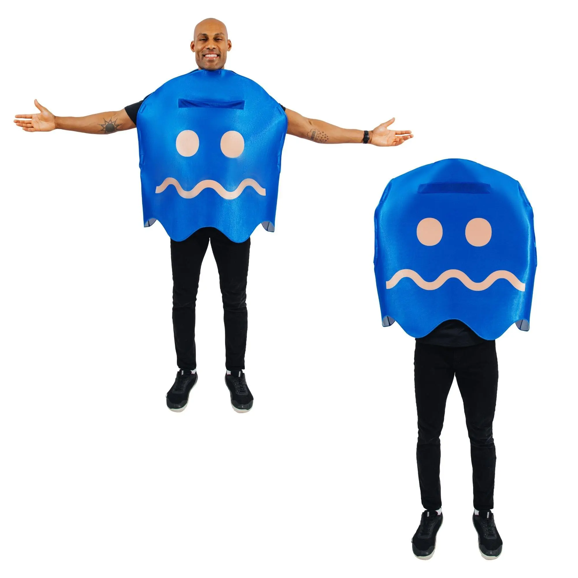 Classic PAC-MAN Turn-to-Blue Ghost Menswear Costume, Adult Clothes, One Size Fits Most