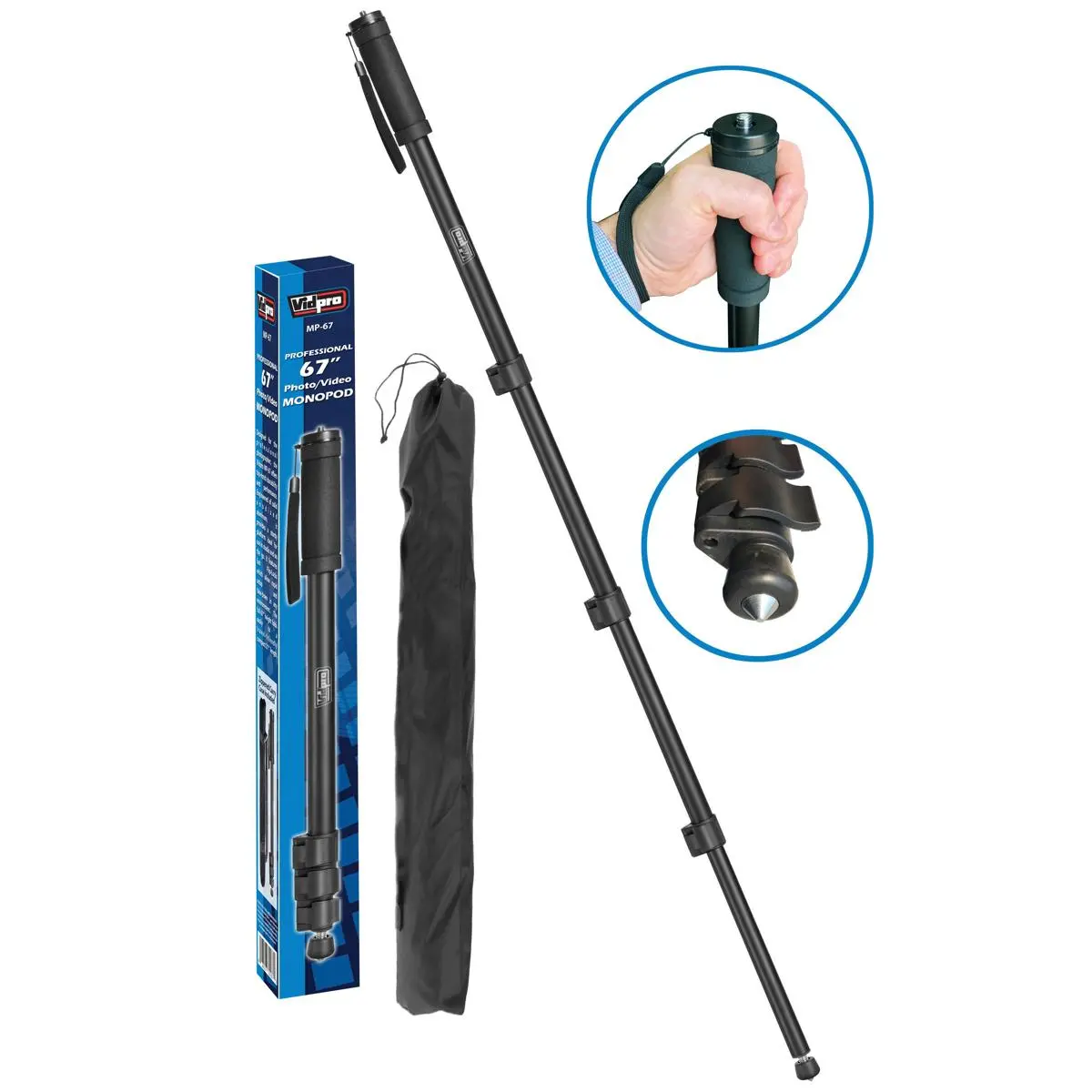 VidPro Professional 67" Aluminum 4-Section Camera Monopod for Photo and Video Shooting, Camera Accessories