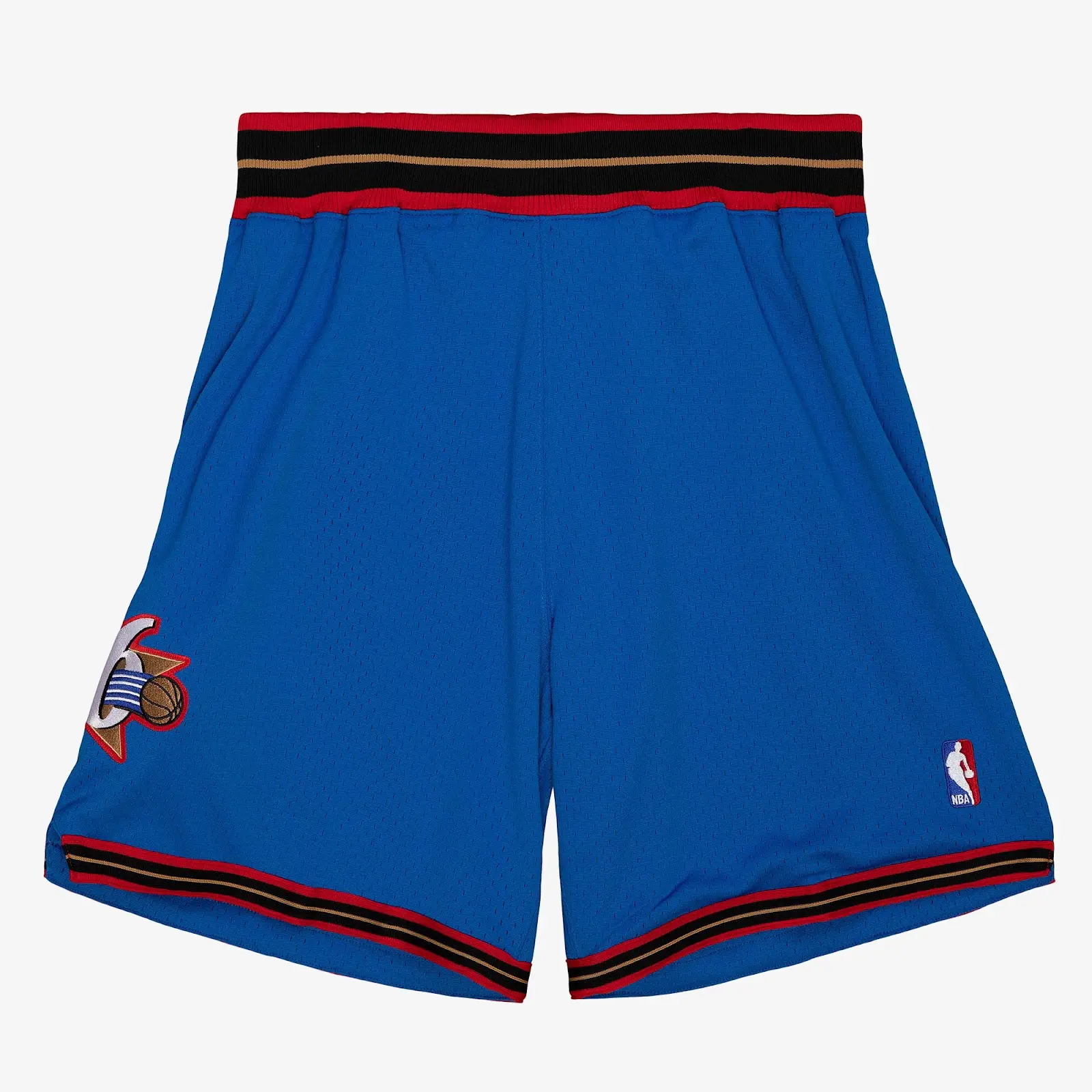 Philadelphia 76ers Royal 1999-00 Alternate Authentic Basketball Shorts - Mitchell & Ness NBA Throwback, Retro Mesh Basketball Shorts