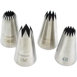 Large Piping Nozzles, 4 count #2CZ #D66#4B #1M Stainless Steel Seamless Icing Piping Nozzle Tip Set for Cupcakes and Baking