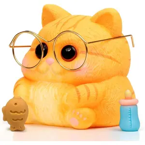 Cat Squishy Toy, Soft TPR Stress Relief Sensory Squeeze Toys, Cute Kawaii Desk Toy, Birthday Gift and Party Favor for Kids and Adults
