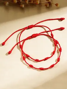 2 Pieces String Handmade Bracelets, Adjustable Kabbalah Knot String Bracelet, Amulet for Protection, Evil Eye, Good Luck, Adjustable Slider Bracelets