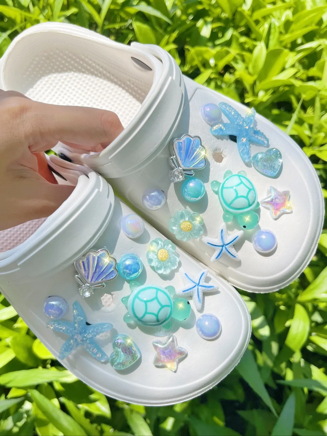 DIY Decorative Shoe Charms Set, Shoe Embellishment Set, Turtle & Starfish Design, Removable Accessories for Sandals, Slippers, Strap Slippers, Garden Shoes Decorations