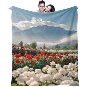 Rose Garden Dream Cloud Blanket, Outdoor Camping Warm Blanket, Multi-Use Windproof Car Blanket, Soft Lightweight Plush Blanket