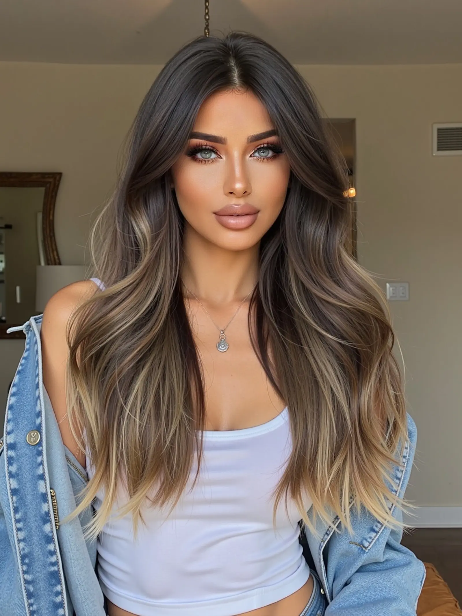22 Inch Ombre Wavy Hair Wig, Glueless Synthetic Wig, Natural Voluminous Style for Women, Fashionable Daily Wear Wig for a Glamorous Look, Natural Looking Wigs, Fluffy Wigs, Synthetic Curly Wigs, Bouncy Curly Wig, Curled Synthetic Wig