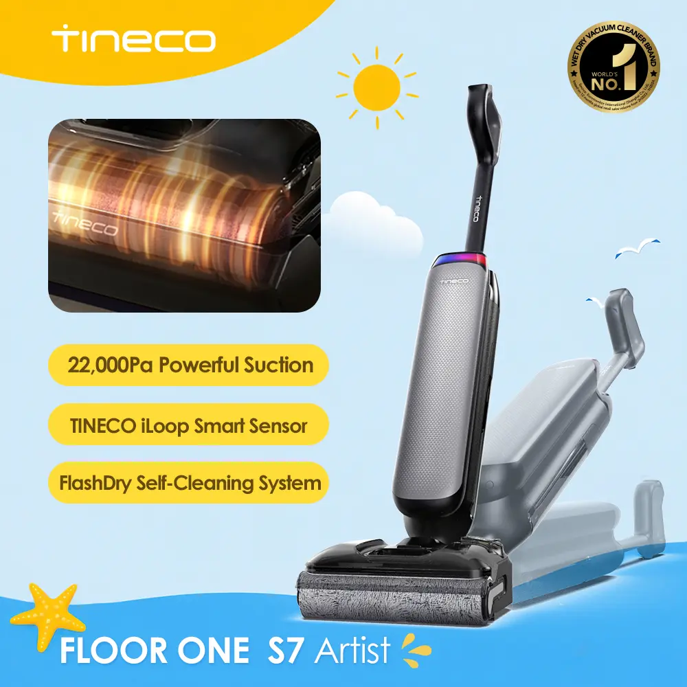 [Live] Tineco Floor One S7 Artist Wet Dry Vacuum Cleaner, 22kPa Suction, iLoop Smart Sensor, DualBlock Anti-Tangle Design, 185℉ Flashdry, 50 Min Runtime, Dual-Edge Cleaning, 180° Lay-Flat, Cordless Stick Vacuum, Deep Cleaning Machine, Floor Cleaning Tool