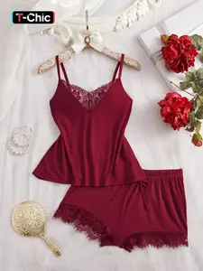 Valentine's Day Women's Pajama Set and Vest Set, Sweetheart Sleepwear Lingerie Birthday Gift, Casual Slim-Fitting Spaghetti Strap Sleeveless All Seasons, Cozy Comfort, Relaxed Fit, Lazy Day, Weekend Relax, luxury look, hidden gem