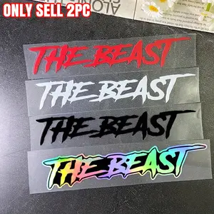 2PCS THE Beast Motorcycle Motorbike Helmet Stickers, Waterproof Vinyl Decals, Suitable for Motorcycle Helmets, Side Panels, Fuel Tanks, Car Triangular Windows, Suitable for Metal and Glass Surfaces