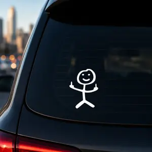 Road Rage Humor | Funny Middle Finger Stick Figure Car Decals - Sarcastic Vinyl Sticker for Vehicle Windows & Bumpers