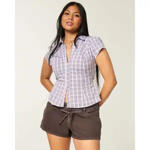 Hollister Low-Rise Tie Waist Brown Mini Jean Shorts