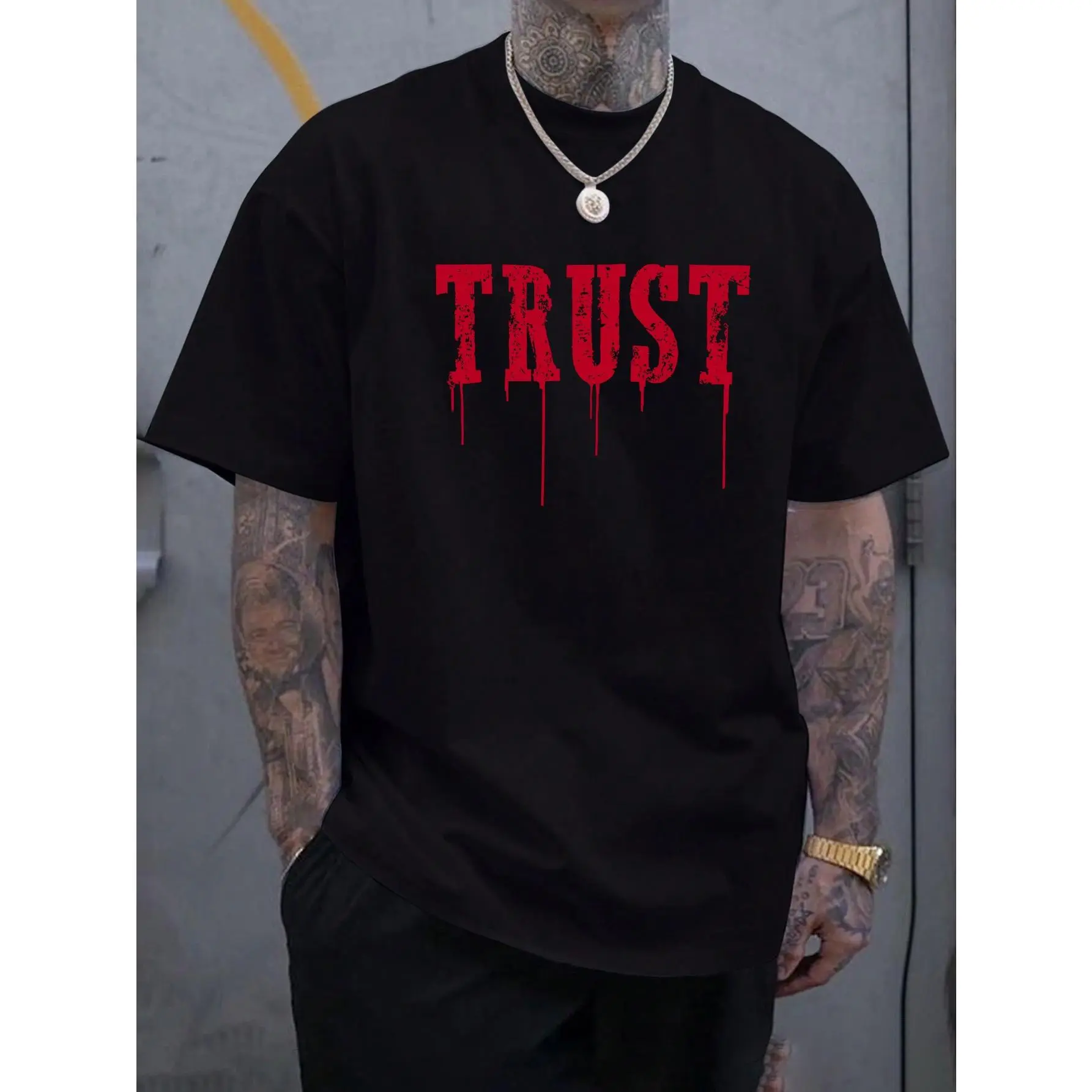 Men's Sports Outdoor Clothing Print Trust Design T-shirts Casual Shirts for Menswear Top