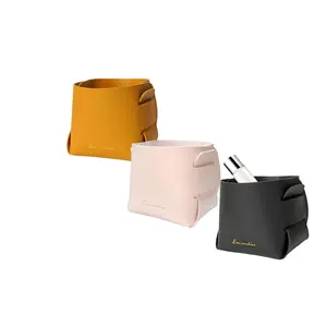 3 pcs Valet Tray, PU Leather Tray,Portable Entryway Table Tray Bedside Nightstand Desk Tray,Foldable Jewelry Travel Organizer, for Key,Wallet,Watch,Coin,Home or Office