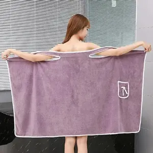 Women's Coral Fleece Wearable Bath Robe-Towel, Soft, Water-Absorbent, Quick-Dry Multi-Function Home Textile for Shower & Home Use, Sporty Protective Gear Accessory (Sports & Outdoor Category)