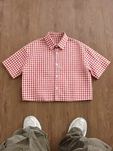 Men's Plaid Checked Gingham Short Sleeve Shirt Checkered, Vintage Y2K Street Style, Casual Design, Loose Fit, Casual Daily Wear, Campus Commute, Party, Personalized Look