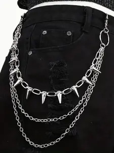 Punk Style Rivet Design Multi-layer Waist Chain, Fashionable Hip Hop Metal Rivets Stage Show Multi-layer Waist Chain, Dress Jeans Accessories for Men, Women, Body Jewelry