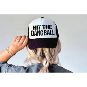 Hit The Dang Ball Black & White Unisex Trucker Hat