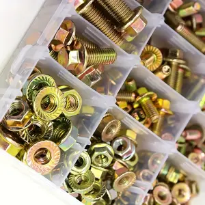 240-Piece Class 8.8 Alloy Steel Flange Bolt and Nut Kit – Includes M5, M6 and M8 with 14 Size Variations, for Auto Repair and Furniture Assembly