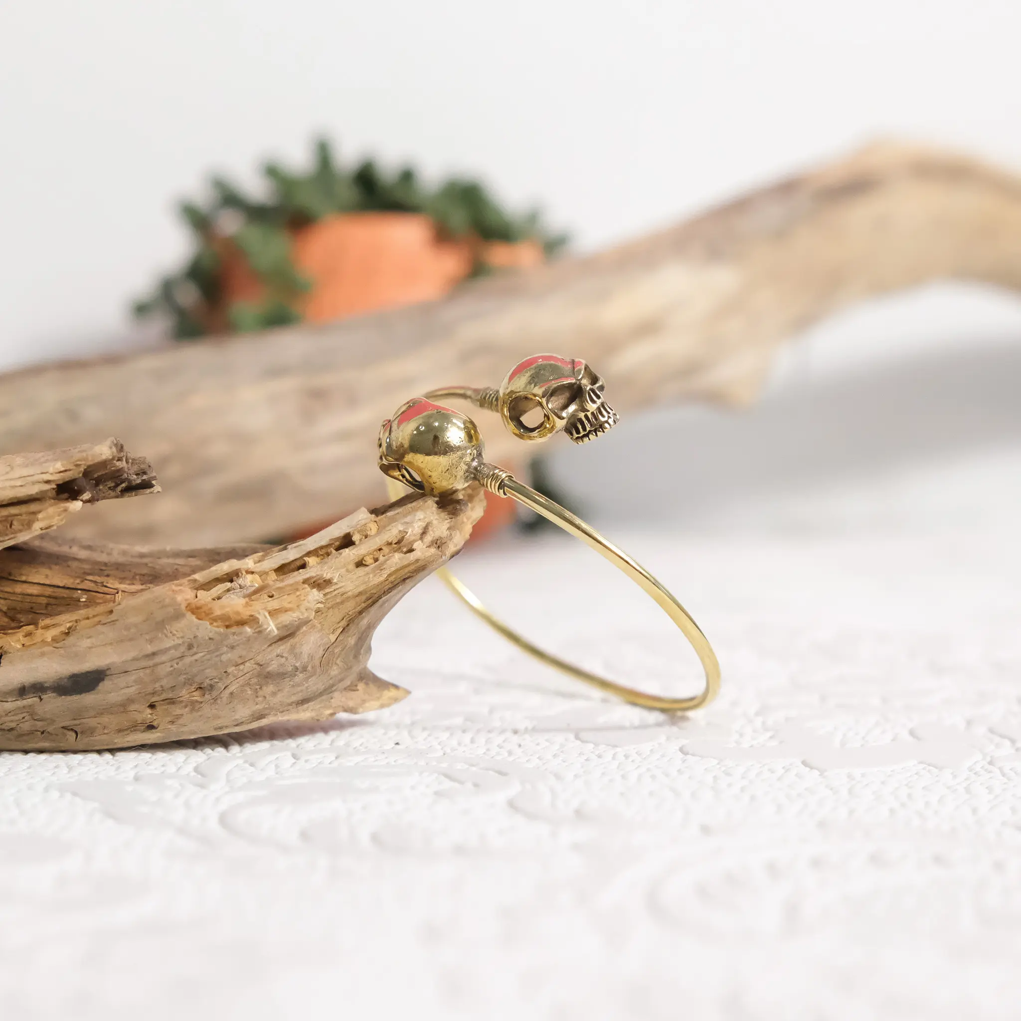 Skull Cuff Bracelet, Gothic Adjustable Bracelet, Boho Punk Jewelry, Minimalist Open Cuff, Festival Bracelet, Edgy Statement Gift
