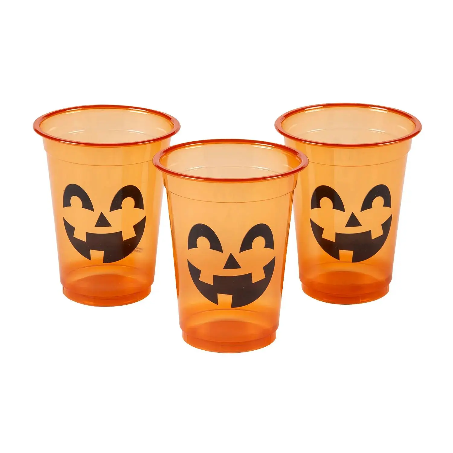 16 oz. Bulk 50 Ct. Jack-O’-Lantern Orange Disposable Plastic Cups