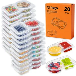 Reusable Snack Containers with Lids 20/40Pcs,New Snack Containers,Snackle Box Container Portion Control,Snack Pack Containers,Double Compartment Snack Containers for On-the-Go Meals and Camping