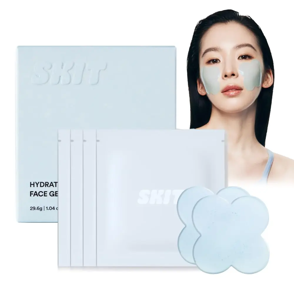 [skit official] Hydrating & Moisture Face Gel-Patch | Aqua GG + Hyaluronic Acid | Instant Moisture Surge & All-Day Hydration for Dry, Dehydrated Skin | 8 Patches (4 Sets)